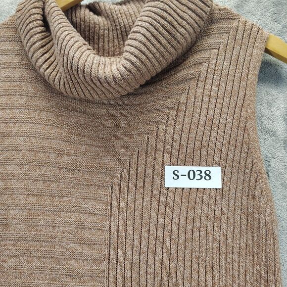 Stylus Womens Size M Brown Stretchy Ribbed Knit Cowl Neck Sleeveless Sweater Top - Picture 10 of 10